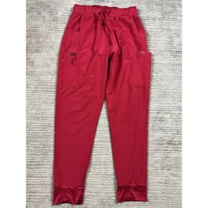 Fubu Scrub Pants Womens Large Red Pull On‎ Stretch Polyester Blend